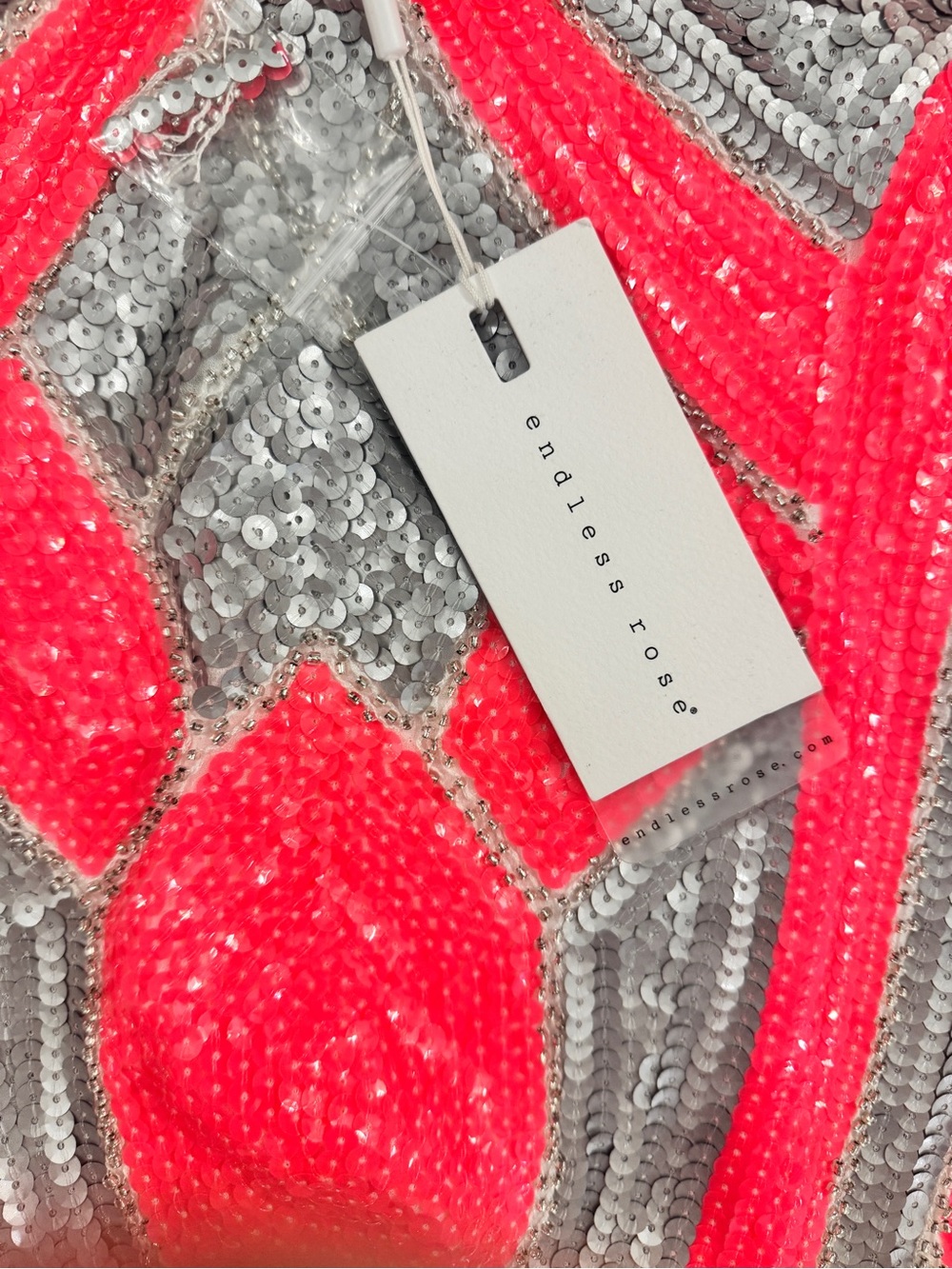 Endless Rose Pink and Silver Sequined Mini Skirt - Picture 7 of 8
